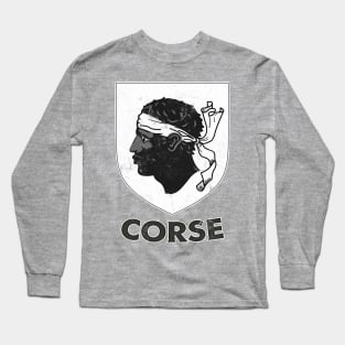 Corsica -- Vintage Style Crest Design Long Sleeve T-Shirt